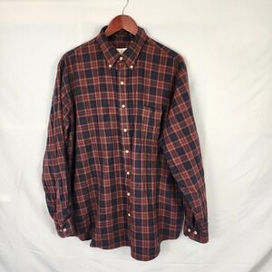 Viyella Cotton Wool Made In Hong Kong Red Black Plaid Button Shirt‎ Men's XL